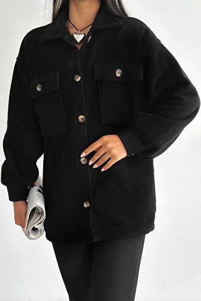 trendalisse Women's Double pockets Fleece Shirt jacket