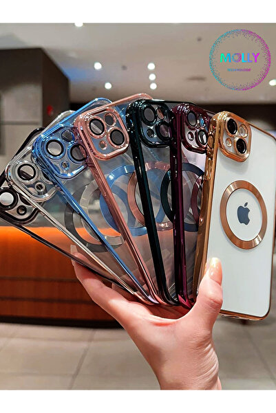 Molly iPhone 14 İçin Mavi Lens Koruyuculu CD Silikon Kılıf