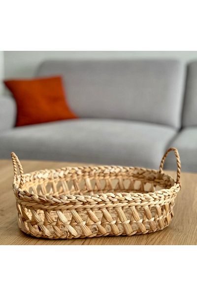 AFRALYAHOME 30 cm Wide Wooden Wicker Tray