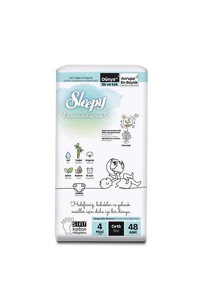 Sleepy Bio Natural Maxi Size 4 48 Pieces Baby Diapers 7-14 Kg