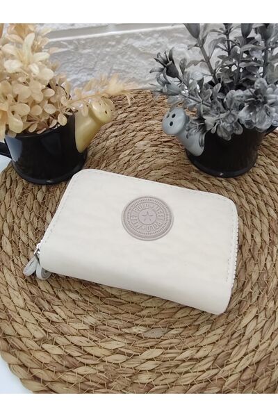 La'Graccia محفظة صغيرة من القماش المكسور باللون البيج ذات عيون مزدوجة