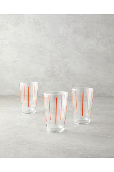 English Home liny Glass - 400 ml Orange 3-piece Glass Set