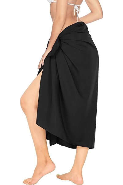 Deko Dekor Жіночий чорний парео, що не просвічується, бразильська пляжна спідниця 78*148 (ПРОЧИТАЙТЕ ХАРАКТЕРИСТИКИ ТОВАРУ)