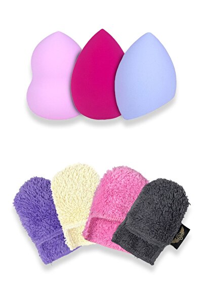 Heriya 7'li Makyaj Seti - 3'lü Makyaj, Pudra Süngeri & 4’lü Yıkanabilir Makyaj Temizleme Pamuğu