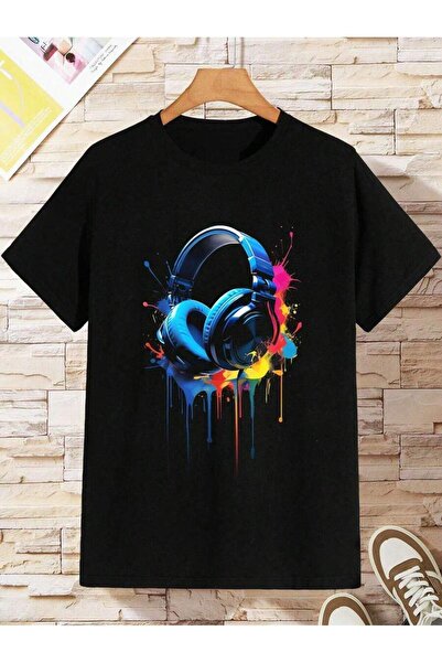 YUNAYT Tricou pentru copii imprimat cu căști