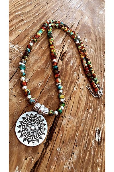 by özllem Glass Bead Flower of Life Necklace