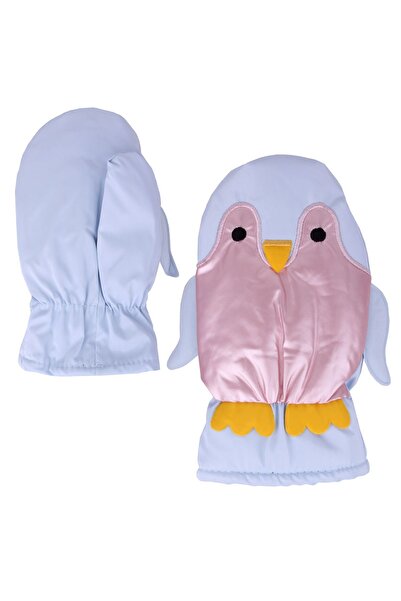 İşnar Parmaksız 2-3-4 Yaş Çocuk Kar Eldiven Penguen Pembe MaviAçık Renkli