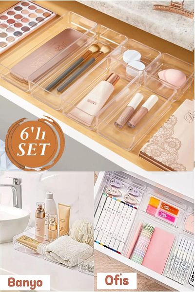 Bayev Lv216 6 Piece Bathroom Makeup Organizer - Συρτάρι και κοσμηματοπωλείο Modular θήκη για χαρτοπετσέτες