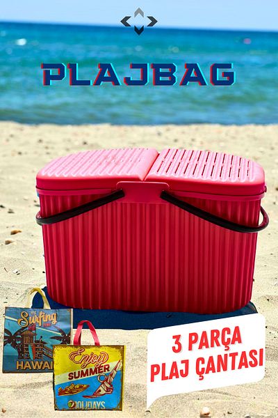 LİGROUND BEACHBAG - 30 LT Σκληρή Πλαστική Τσάντα Παραλίας 3 τεμαχίων, Πικ-νικ/Καλάθι Παραλίας 2 τμχ