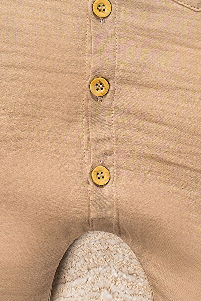 Mai Perla Organic Cotton Jumpsuit with Muslin Fabric - Wooden Button and Pocket