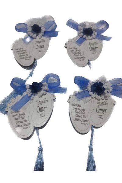 GÜVEN Wooden Welcome Baby Foot Figure Magnet with Hadith Written 15 Pieces