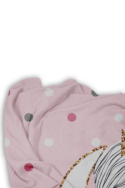 CAPRİCE HALI Cute Girl Sitting on the Pink Moon Princess Patterned Single Pique (with Pillow Case)