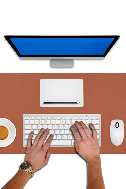 Lord Mountain 70x30LLeatherMousePad - Comfortable and Reversible Coffee Color Office TableMatDesk Mat