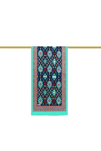 Bursa İpek Navy Blue Tulip Patterned Narrow Silk Scarf