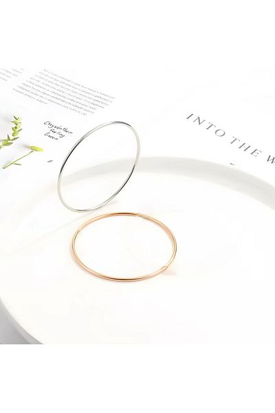 ELMATOLYE Ajda Non-Tarnish Women's Bracelet - Rosegold Silver Set of 2, Silver Colored Gift
