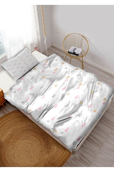 CAPRİCE HALI Pink Heart Balloon Baby Kids Single Duvet Cover Set