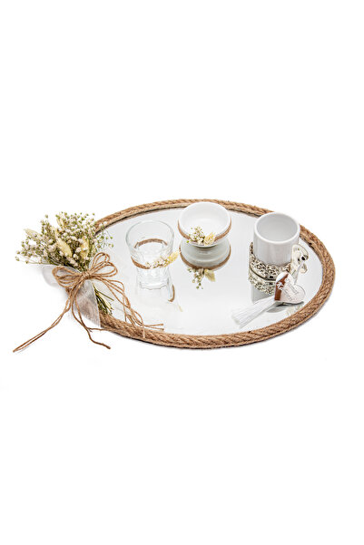 mutlu adım 25x35cm Söz Nişan Damat Kahvesi Fincan Seti Doğal Süsleme
