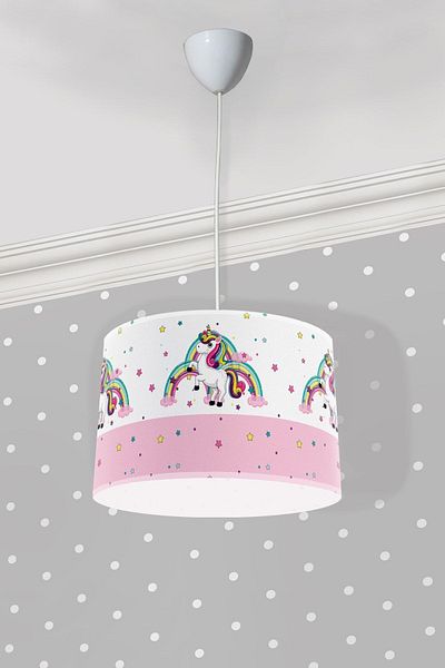 Bebişim Halı Rainbow Unicorn Star and Cloudy Children's Room Pendant Chandelier