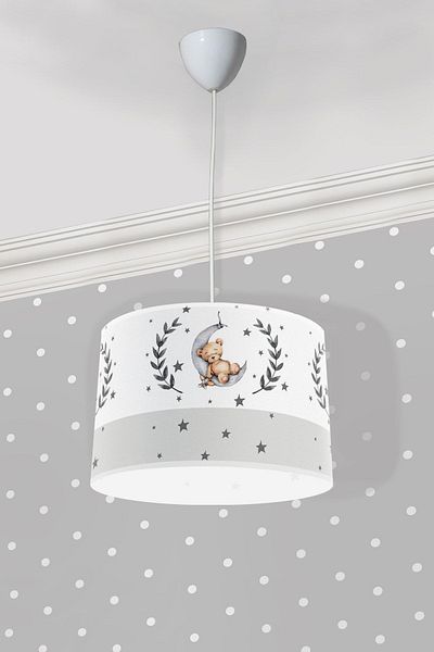 Bebişim Halı Cute Sleeping Teddy Bear and Stars Children's Room Pendant Chandelier