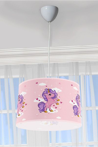 CAPRİCE HALI Flying Cute Unicorn Children's Room Pendant Lamp Chandelier