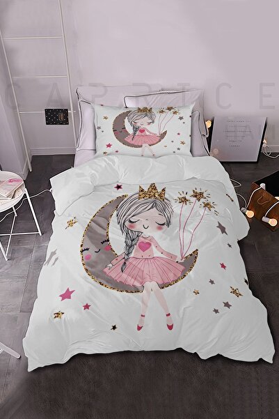 CAPRİCE HALI Cute Girl Sitting on the Moon Duvet Cover Set