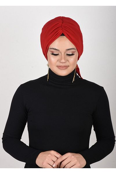 OykumBone غطاء رأس جاهز برباط باللون الأحمر