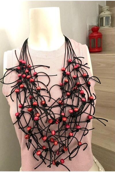 canan dizayn قلادة بتصميم اللبلاب الأحمر البوهيمي