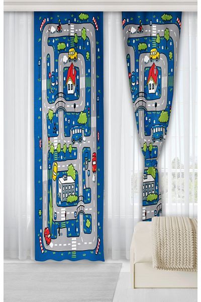 Jungle 140x200 Double Winged Children's Room Background Curtain with Trolley