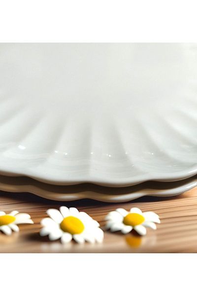 Kütahya Porselen Boneporce Luz - 21 Cm Gildless and Stampless Cake Dessert Breakfast Presentation Plate 1 Piece