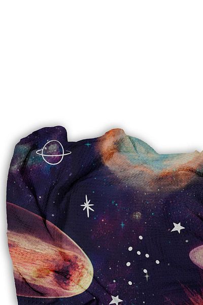 CAPRİCE HALI Space Planets Astronaut Patterned Single Pike (with Pillow Case)