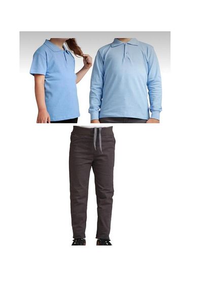 BUBAG SmoKed Linen Unisex Children's School PanTs - Polo Collar, ShorT and Long Sleeve T-shirt