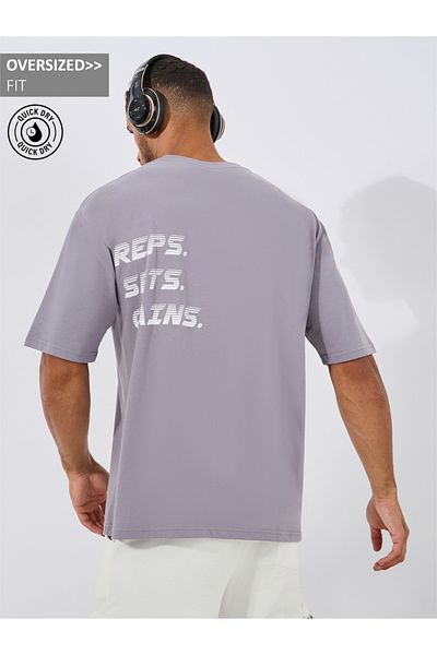 Styli Cotton Rich Back Print Oversized Athleisure T-Shirt