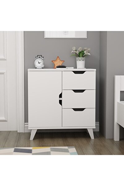 İNARCH DİZAYN Valencia Komodin (3 Çekmece 1 Dolap Şifonyer) Beyaz