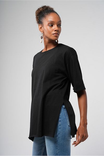 Hopoi Black Side Slit Women's Tunic