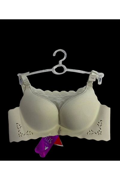 F.K FK Laser Cut Tulle Detailed Bra 511 -EKRU