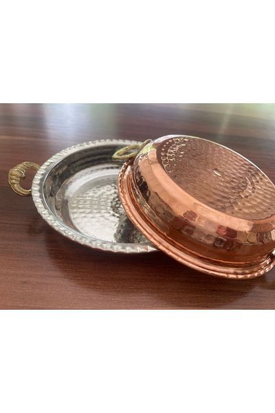 antepistachios 2 Pieces Copper Colored Breakfast and Plate Set - Sauce Bowl Pan
