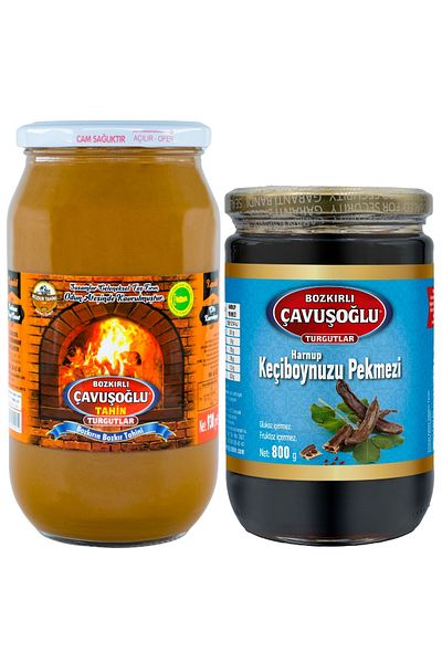 Bozkırlı Çavuşoğlu 930g Bran Wood Fire Steppe Tahini - Molasses 800g Glass Jar