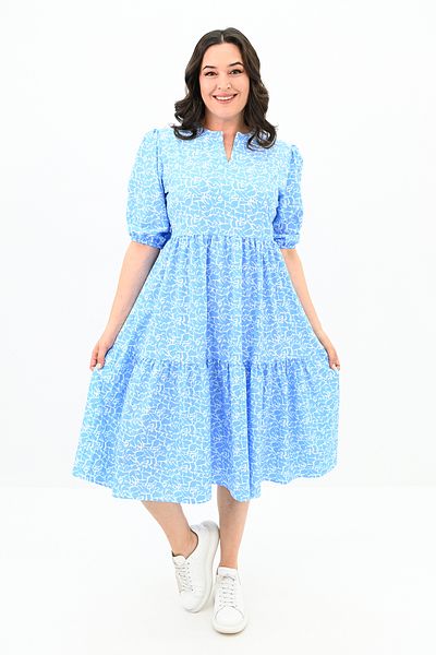 Koza Butik Rochie de damă cu imprimeu floral de mărime mare - 5230-25
