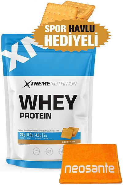 Xtreme Nutrition 512g Whey Protein Powder - Biscuits - 16 Serving Bcaa+Glutamin+Creatine Towels Gift