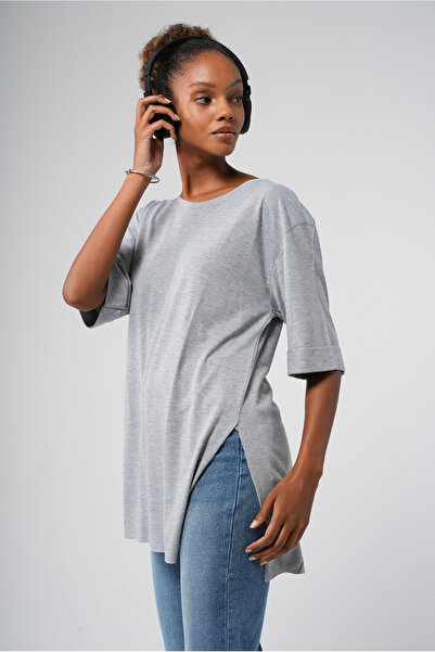 Hopoi Gray Side Slit Women's Tunic