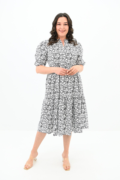 Koza Butik Rochie de damă cu imprimeu floral de mărime mare - 5230-25