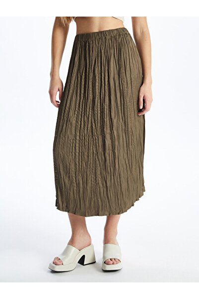 LC Waikiki Lcw Elastic Waist Straight A-Line Satin Women's Skirt