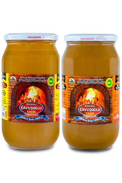 Bozkırlı Çavuşoğlu Steppe Tahini in Wood Fire - Meet Package with Glass Packaging (930g + 930g)