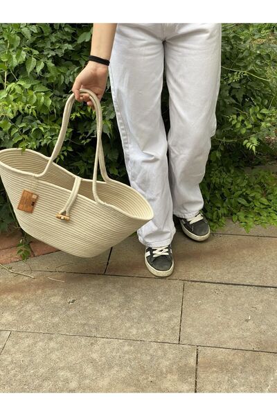 Generic Brand Jute Straw Looking Handbag Beach Bag Shoulder Bag