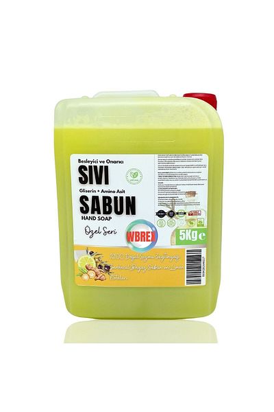 WBREX Special Series Two Layers of Olive Oil and Lemon Note - White Vegan Liquid Soap with Turmeric Extract