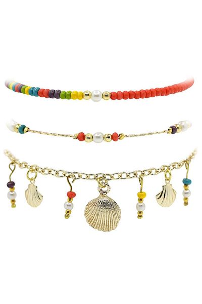 Klips Concept Triple Combination Bead String Anklet