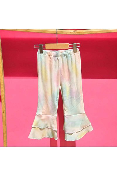 BEBEĞİME ÇORAP Ribbed Waist and Elastic Rainbow - Spanish Leg Trousers