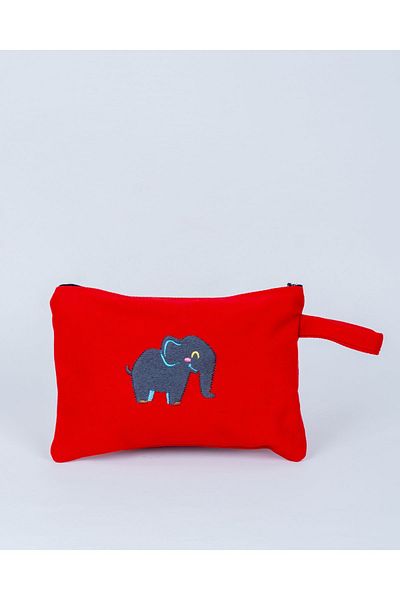 Wings Of Simurg Embroidered Boutique-Elephant Hand Wallet - Bag Organizer