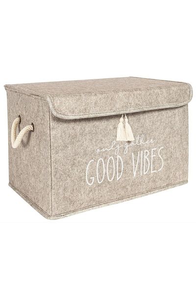 Pazar Kapısı Multi-Purpose Mini Box with Felt Cover Beige Storage Box 35x24x24 Cm