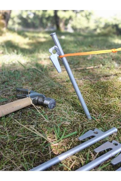 Bal-Kar 4 τεμάχια 30 cm γκρι σιδερένια καρφιά σκηνής, πασσάλος σκηνής, πασσάλος με αντιολισθητικό γάντζο